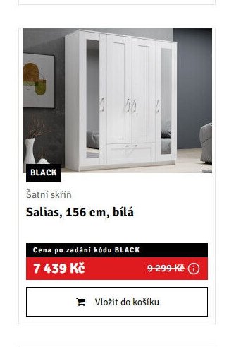 Šatní skříň Salias, 156 cm, bílá