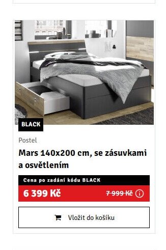 Postel Mars 140x200 cm, se zásuvkami a osvětlením