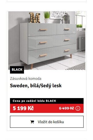 Zásuvková komoda Sweden, bílá/šedý lesk