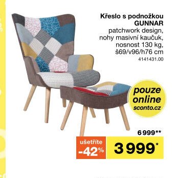 Křeslo s podnožkou GUNNAR