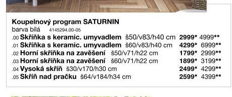 Koupelnový program SATURNIN
