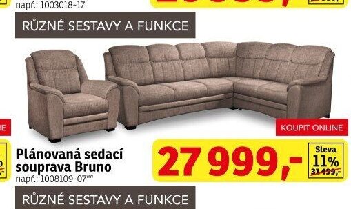 Plánovaná sedací souprava Bruno