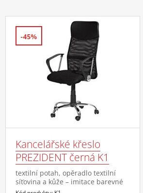 Kancelářské křeslo PREZIDENT černá K1