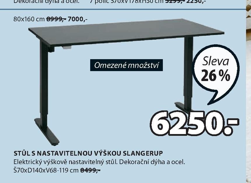 STŮL S NASTAVITELNOU VÝŠKOU SLANGERUP
