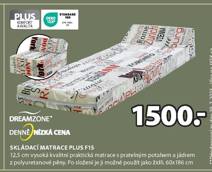 DREAMZONE SKLÁDACÍ MATRACE PLUS F15
