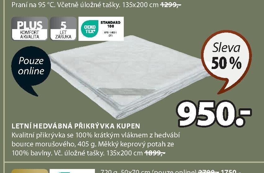 Letní hedvábná přikrývka KUPEN