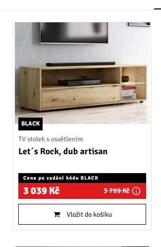 TV stolek s osvětlením Let´s Rock, dub artisan