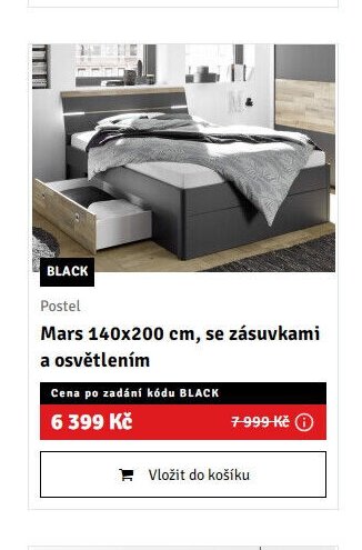 Postel Mars 140x200 cm, se zásuvkami a osvětlením