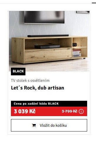 TV stolek s osvětlením Let's Rock, dub artisan