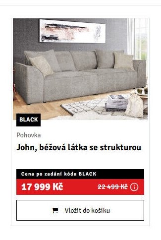Pohovka John, béžová látka se strukturou