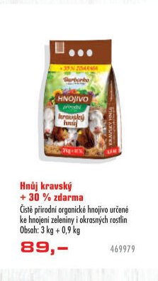 Hnůj kravský + 30 % zdarma
