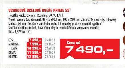 Vchodové ocelové dveře PRIME 55