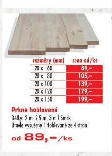 Prkna hoblovaná