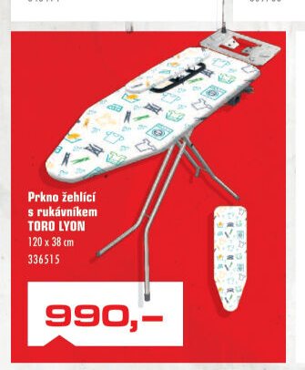 Prkno žehlicí s rukávníkem TORO LYON