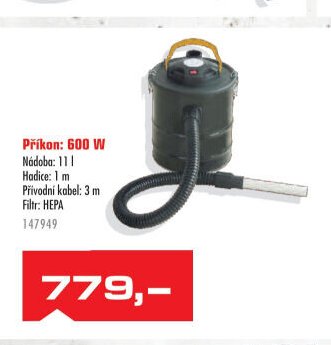 Vysavač na popel 600 W