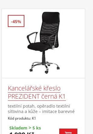 Kancelářské křeslo PREZIDENT černá K1