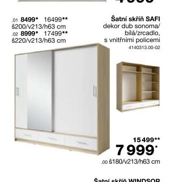 Šatní skříň SAFI