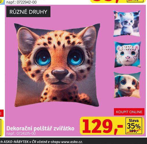 Dekorační polštář zvířátko