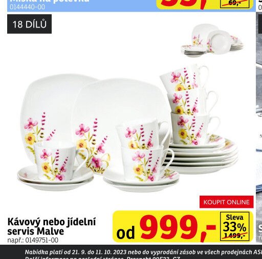 Kávový nebo jídelní servis Malve