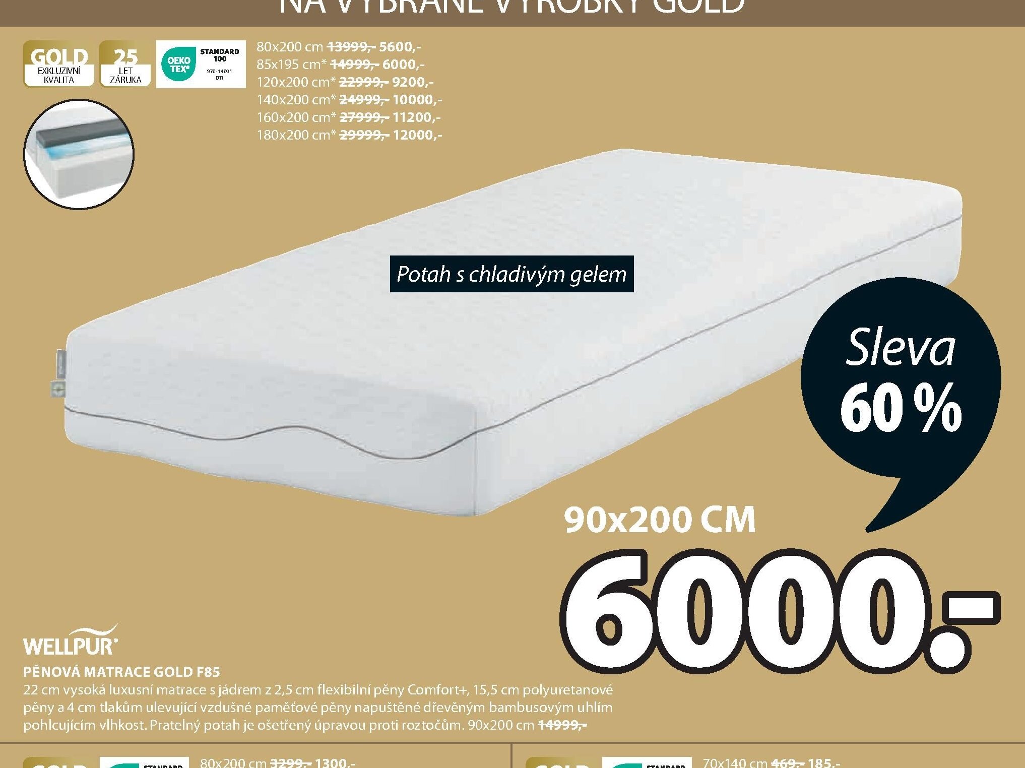 PĚNOVÁ MATRACE GOLD F85