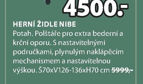 HERNÍ ŽIDLE NIBE