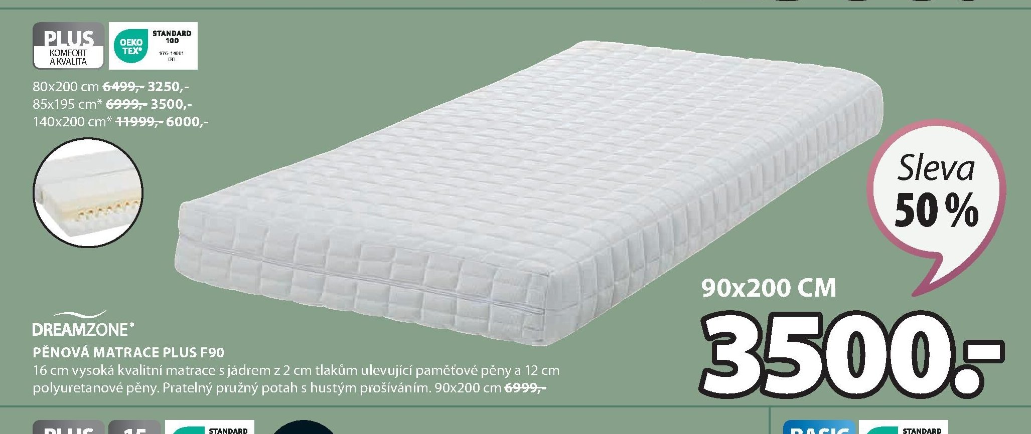 PĚNOVÁ MATRACE PLUS F90