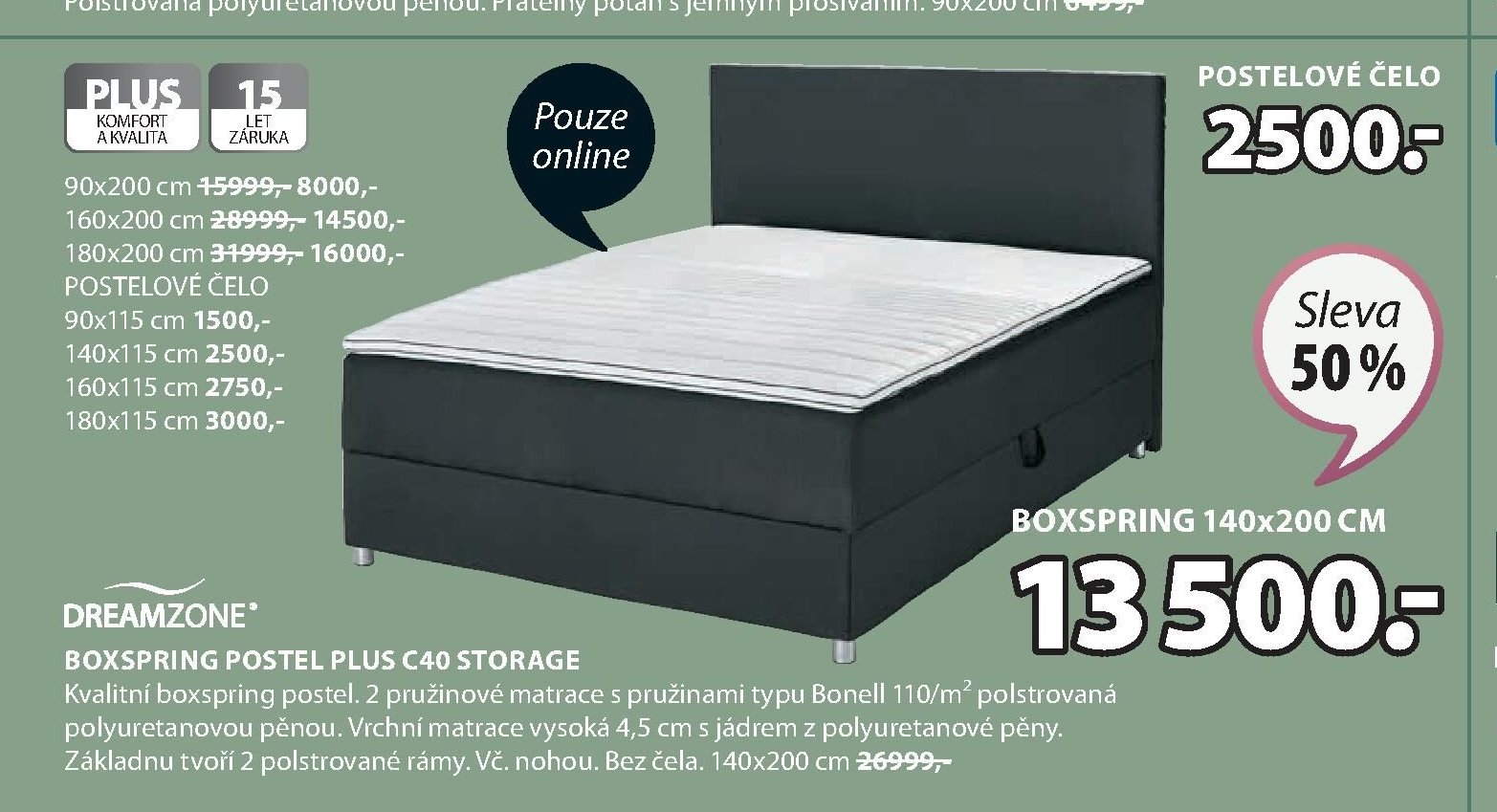 BOXSPRING POSTEL PLUS C40 STORAGE