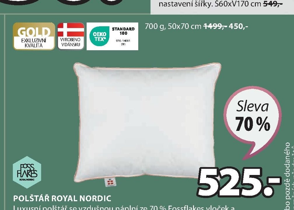 Polštář Royal Nordic 70x80 cm
