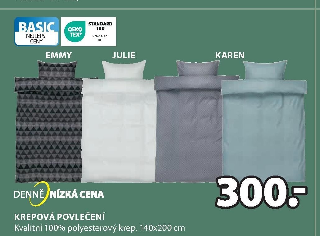 Krepová povlečení Emmy, Julie, Karen