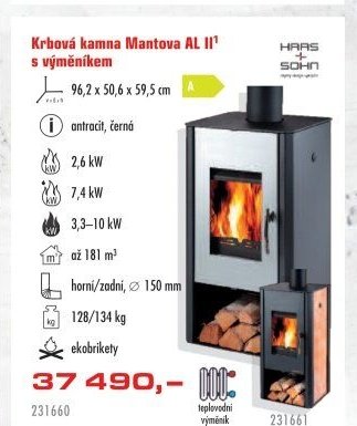 Krbová kamna Mantova AL II s výměníkem