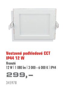 Vestavné podhledové CCT IP44 12 W Hranaté