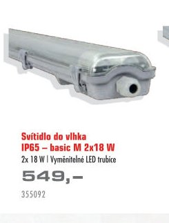 Svítidlo do vlhka IP65 - basic M 2x18 W