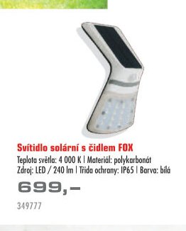 Svítidlo solární s čidlem FOX