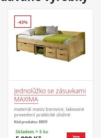 Jednolůžko se zásuvkami MAXIMA