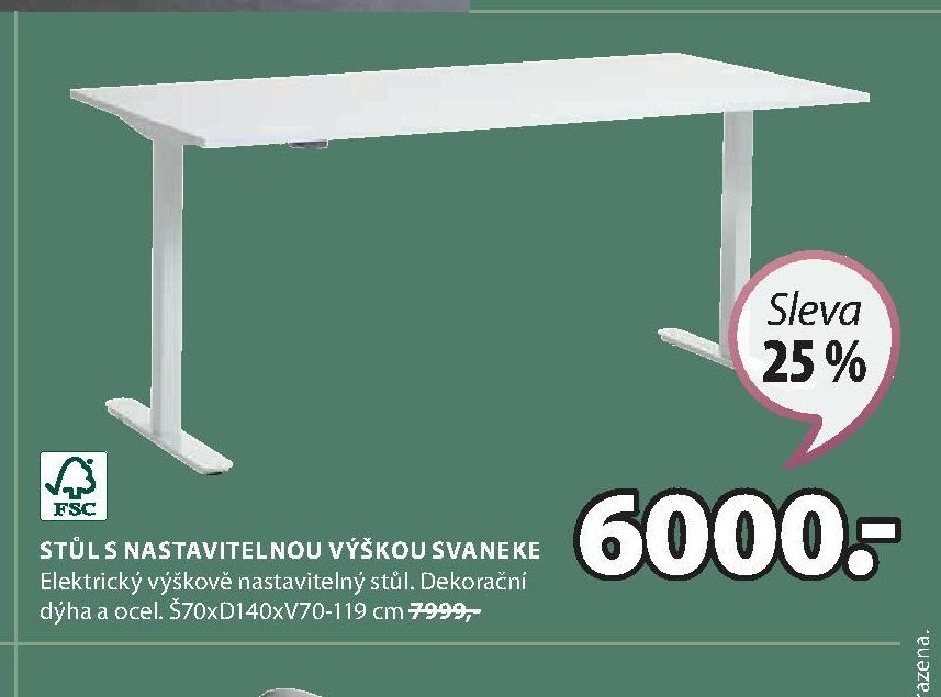 Stůl s nastavitelnou výškou SVANEKE
