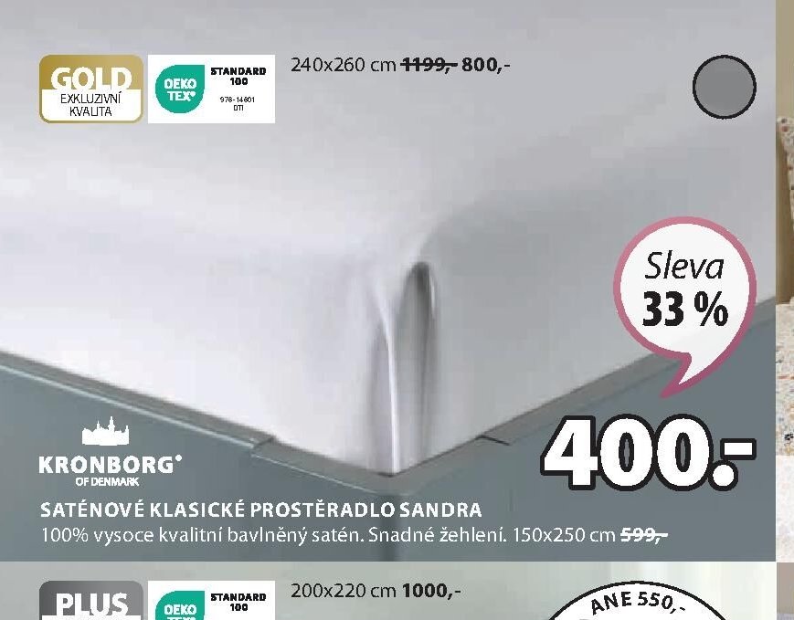 Saténové klasické prostěradlo SANDRA