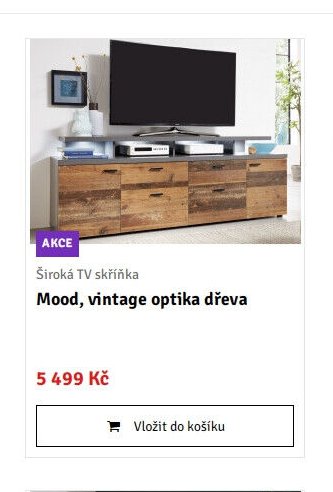 Široká TV skříňka Mood, vintage optika dřeva