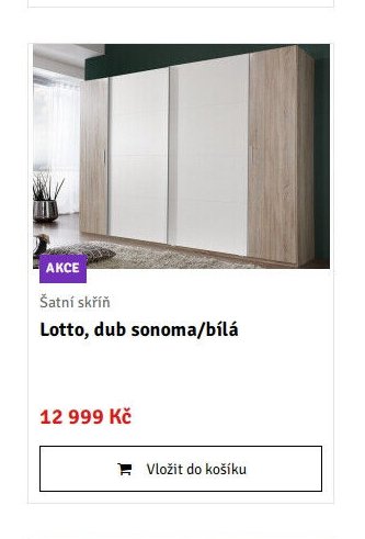 Šatní skříň Lotto, dub sonoma/bílá