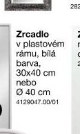 Zrcadlo v plastovém rámu, bílá barva