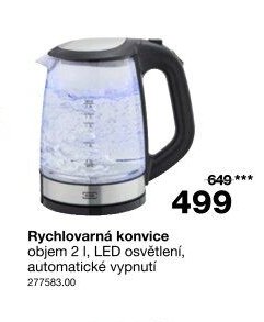 Rychlovarná konvice objem 2 l, LED osvětlení, automatické vypnutí