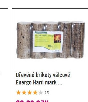 Dřevěné brikety válcové Energo Hard mark