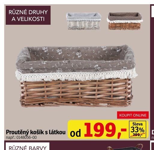 Proutěný košík s látkou