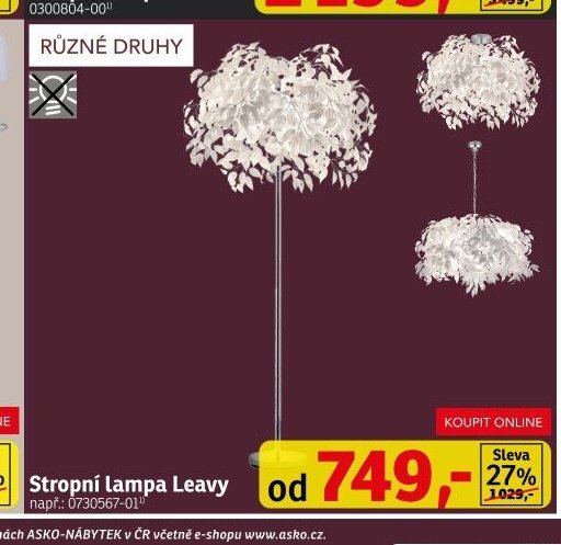 Stropní lampa Leavy