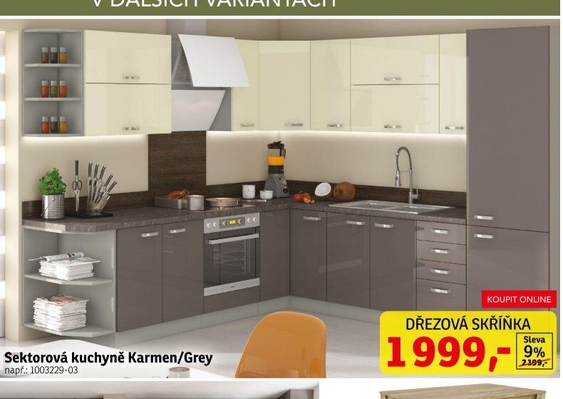 Sektorová kuchyně Karmen/Grey