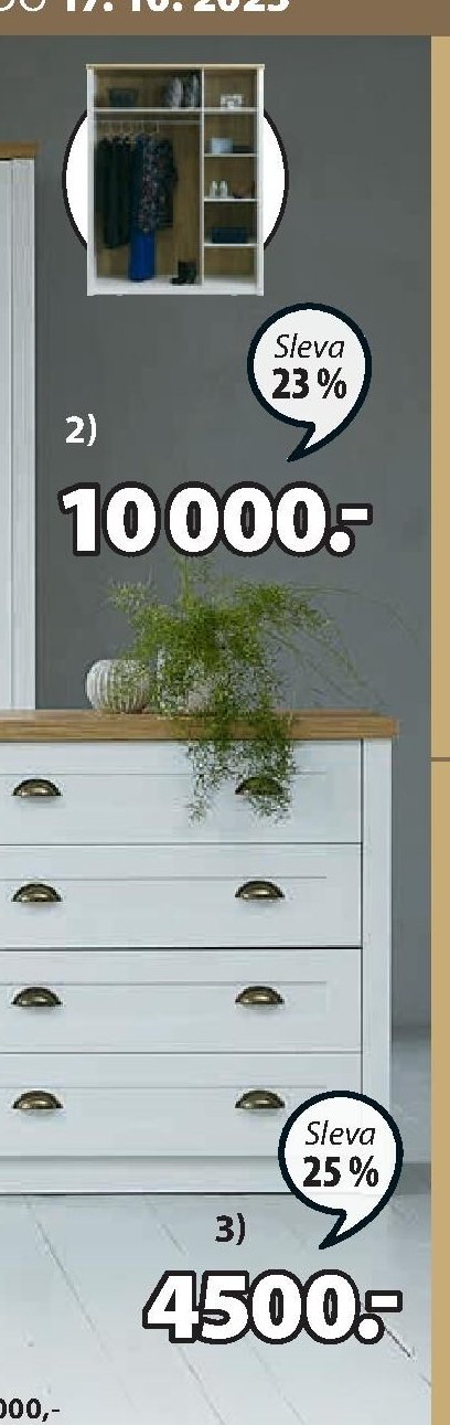 Šatní skříň, vnitřek skříně: 5 polic a 1 tyč na ramínka Š162xV210xH61 cm