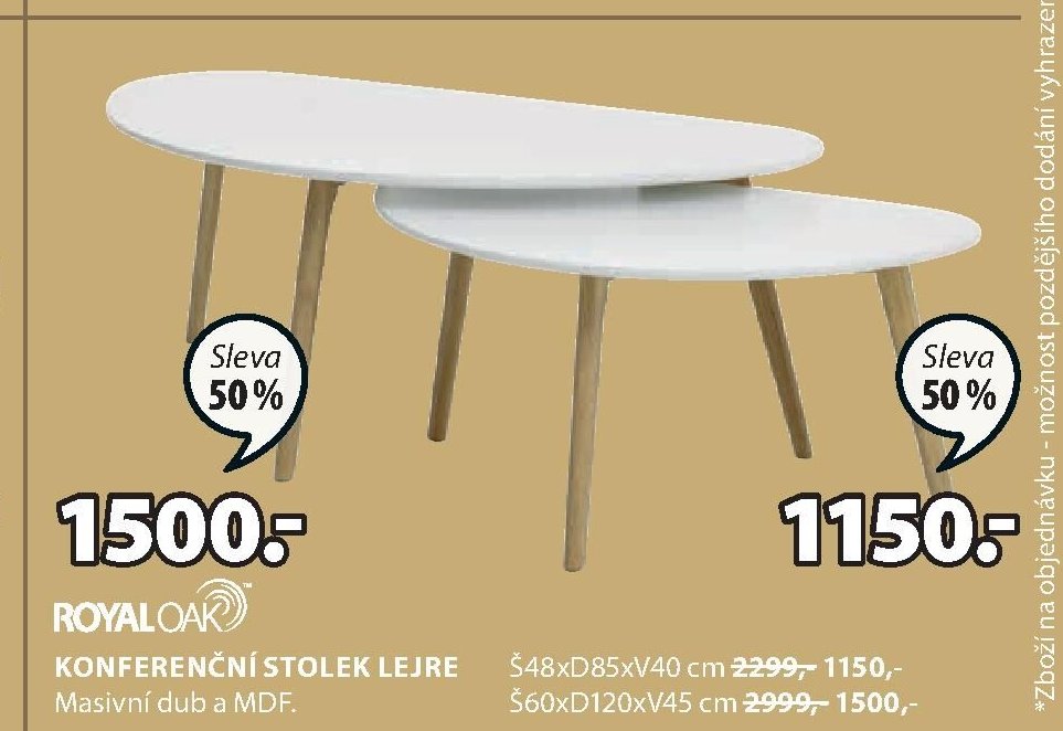 KONFERENČNÍ STOLEK LEJRE Š48xD85xV40 cm