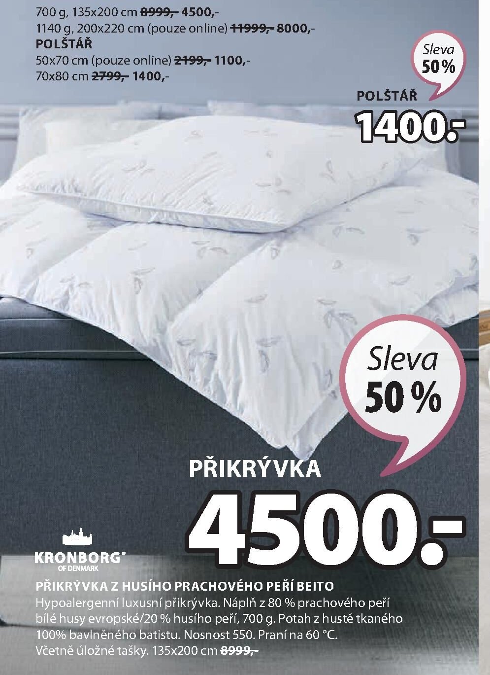 PŘIKRÝVKA S HUSÍM PRACHOVÝM PEŘÍM BEITO