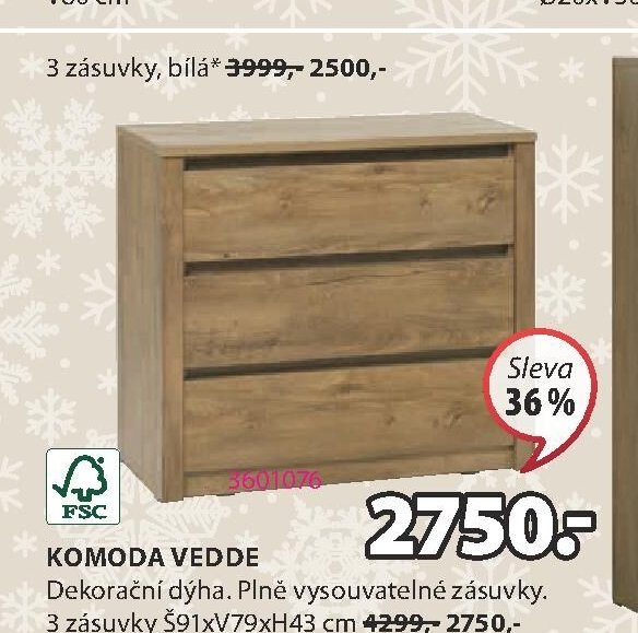KOMODA VEDDE 3 zásuvky