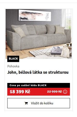 Pohovka John, béžová látka se strukturou