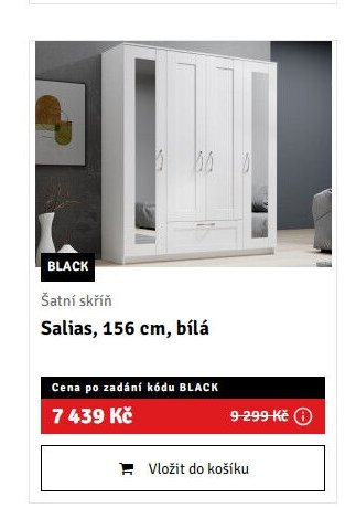 Šatní skříň Salias, 156 cm, bílá
